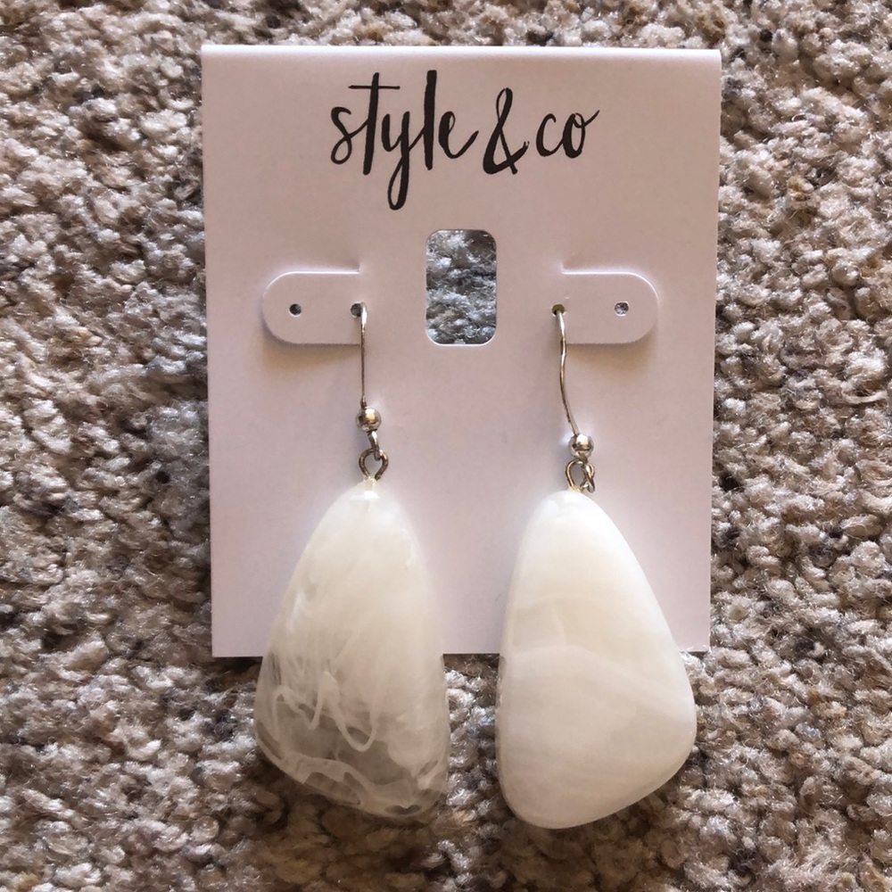 White Shell Drop Earrings